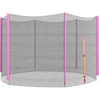 SPORTNOW Trampoline Net Replacement for 8ft Round Trampoline with 6 Straight Poles, Weather-Resistant Trampoline Netting Replacement with Zipped Entrance, Poles Not Included, Pink