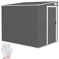 Outsunny 7 x 5ft Galvanised Metal Shed, with Sliding Door - Dark Grey