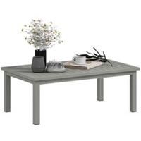 Outsunny Aluminium Outdoor Coffee Table Patio Table w/ Grey Wood Grain Effect