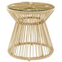 Outsunny PE Rattan End Table, Round Hollow Drum Design Side Table, Natural