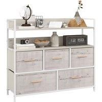HOMCOM Rustic Chest of Five Fabric Drawers - Natural