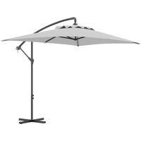 Outsunny 3(m) Cantilever Overhanging Parasol, with Cross Base - Light Grey