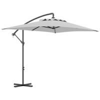 Outsunny 3 m Cantilever Parasol with Cross Base, Crank Handle, Light Grey