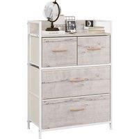 HOMCOM Rustic Chest of Four Fabric Drawers - Black