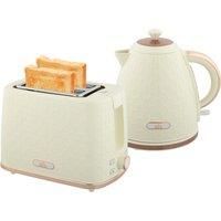 HOMCOM 1.7L 3000W Fast Boil Kettle & 2 Slice Toaster Set, Kettle and Toaster Set with Auto Shut Off, Browning Controls, Beige