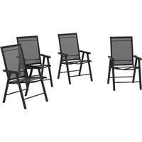 Outsunny Set of 4 Foldable Metal Garden Chairs Outdoor Patio Park Dining Seat Furniture Black