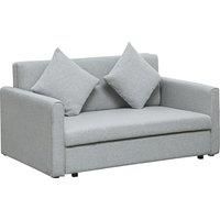 HOMCOM 2 Seater Sofa Bed, Convertible Bed Settee, Modern Fabric Loveseat Sofa Couch with 2 Cushions, Hidden Storage for Living Room, Guest Room, Light Grey