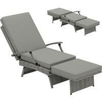 Outsunny 80 Reclining Rattan Lounger - Grey