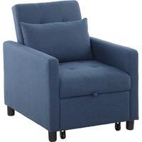 HOMCOM 3-In-1 Chair Bed, Convertible Sleeper Chair with Adjustable Backrest, Pillow and Footrest for Living Room, Blue