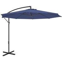 Outsunny 2.45m Overhanging Cantilever Parasol, with Cross Base - Blue