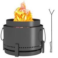 Outsunny 37cm Smokeless Wood Burning Firepit Metal Fire Pit, Dark Grey