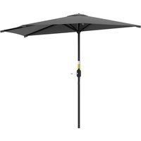 Outsunny 3(m) Half Parasol, Semi Round Umbrella with Metal Frame, Crank Handle for Balcony, Garden, Dark Grey