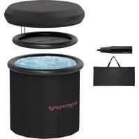 SPORTNOW Ice Bath Tub Outdoor, 300L Portable Cold Water Therapy Tub, Recovery Cold Plunge Pool with Lid, Cover and Carry Bag for Athletes, Black