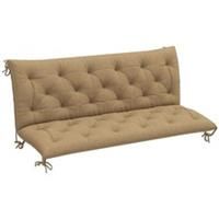 Outsunny 3 Seater Garden Bench Cushion Outdoor Seat Pad w/ Ties Khaki