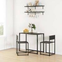HOMCOM Dining Table and Chairs Set 2, Dining Room Sets, Rectangular Space Saving Table and 2 Chairs for Compact Kitchens, Steel Frame, Black