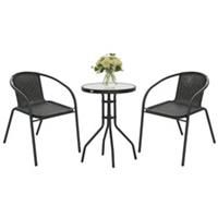 Outsunny 3 Pieces Garden Furniture Set with 2 Stackable Chairs, Black