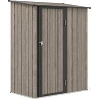 Outsunny 5ft x 3ft Metal Garden Storage Shed, Outdoor Tool Shed with Sloped Roof, Lockable Door for Tools, Equipment, Light Grey