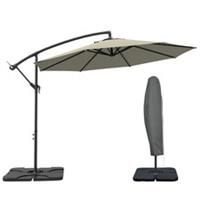 Outsunny 3(m) Banana Parasol Cantilever Umbrella Garden w/ Base Weights