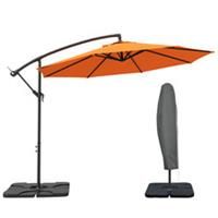 Outsunny 3(m) Banana Parasol Cantilever Umbrella Garden w/ Base Weights