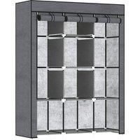 HOMCOM Fabric Wardrobe, Portable Wardrobe, Clothes Storage Unit with 8 Shelves, 2 Hanging Rods, 125 x 43 x 162.5 cm, Dark Grey