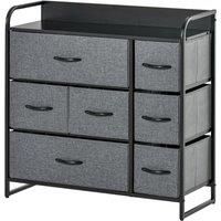 HOMCOM Chest of Drawers with 7 Foldable Drawers, 3-Tier Fabric Bedroom Dresser, Clothes Storage Unit for Bedroom, Living Room, Grey