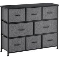 HOMCOM Chest of Drawers with 8 Foldable Drawers, 3-Tier Fabric Bedroom Dresser, Clothes Storage Unit for Bedroom Living Room, Dark Grey