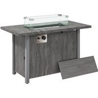 Outsunny 50,000 BTU Gas Fire Pit Table with Cover and Glass Screen - Dark Grey