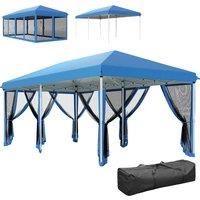 Outsunny 3 x 6m Pop Up Gazebo, Outdoor Canopy Shelter, Marquee Party Wedding Tent with 6 Mesh Walls and Carry Bag, Blue