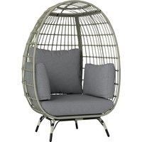 Outsunny Rattan Egg Chair with Cushions and Pillows, Charcoal Grey