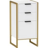 HOMCOM Bedroom Chest of Drawers, Industrial 3-Drawer Dresser, Storage Drawers Unit with Metal Frame for Living Room, White