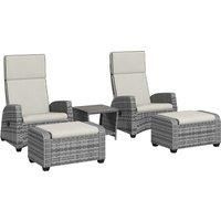 Outsunny 5-Piece Rattan Garden Furniture Set with Cushions - Grey