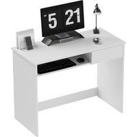 HOMCOM Compact Computer Desk with Keyboard Tray, Home Office Desk with Drawer for Bedroom Study, White