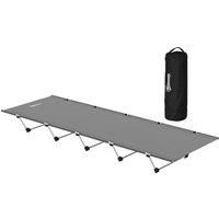 Outsunny Lightweight Camping Bed, Aluminium Portable Camp Cot w/ Strong Support 150kg and Carry Bag for Camping, Dark Grey