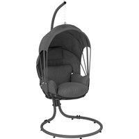 Outsunny Hanging Egg Chair Swing Hammock Chair with Stand, Cushion and Retractable Canopy, for Indoor and Outdoor, Grey