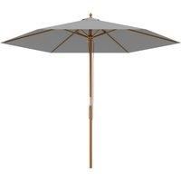 Outsunny 2.5m Wood Garden Parasol Sun Shade Patio Outdoor Wooden Umbrella Canopy Light Grey