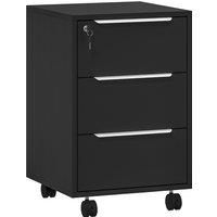 HOMCOM Three-Drawer Locking Filing Cabinet - Black