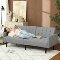 HOMCOM Upholstered Sofa bed 3 Seater Home Theater with Storage Light Grey, Grey