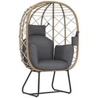 Outsunny Rattan Garden Egg Chair with Thickened Cushion, Headrest, Brown