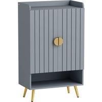 HOMCOM Modern Shoe Cabinet with 2 Doors, Open Shelf and Adjustable Shelves, 15 Pair Hallway Shoe Cupboard, Entryway Storage Unit, Light Grey
