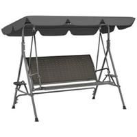 Outsunny 3 Seater Garden Swing Seat Bench w/ Adjustable Canopy, Grey