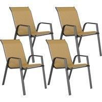 Outsunny Four-Piece Stacking Rattan Garden Seat Set - Khaki