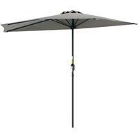 Outsunny Half Round Parasol Umbrella - Light Grey