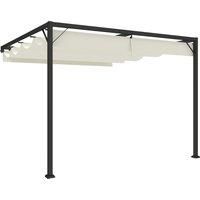 Outsunny 3 x 3(m) Outdoor Pergola with Retractable Canopy -Cream White