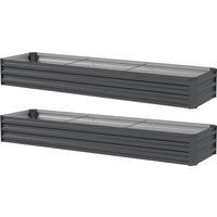 Outsunny 60 x 240cm Galvanised Steel Planter, with Open Bottom, Pack of 2