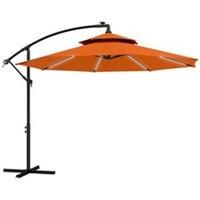 Outsunny 3(m) Cantilever Parasol Hanging Banana Umbrella w/ lights, Orange