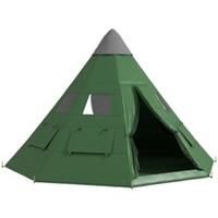 Outsunny 6-7 Person Large Family Party Camping Tent W/ Carrying Bag, Green
