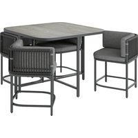 Outsunny 4-Seater Rattan Cube Garden Furniture Set with Cushions - Charcoal Grey