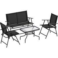 Outsunny 4 Pieces Patio Furniture Set - Black