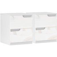 HOMCOM High Gloss Bedside Table Set of 2 - White