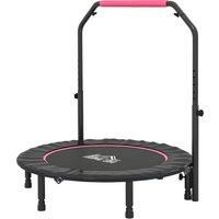 HOMCOM 45" Foldable Mini Fitness Trampoline, with Adjustable Foam Handle, Pink